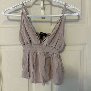 Forever 21 Beige V-Neck Peplum Cropped Tank Top